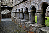 Kloster Ross Errily. Gelegen in der Grafschaft Clare, Irland. Hier sind die Kreuzgänge zu sehen.