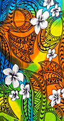 Polynesian floral textile cloth, Waikiki, Honolulu, Hawaii.