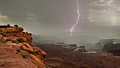 Blitzschlag. Grand View. Canyonlands-Nationalpark. Utah, USA.