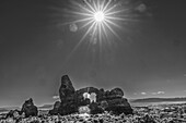 Schwarzer und weißer Turret Arch, Windows Section, Arches National Park, Moab, Utah.