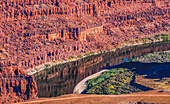 Green River, Grand View Point Aussichtspunkt, Red Rock Canyons, Canyonlands National Park, Moab, Utah.