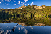 Little Therriault Lake at sunrise in the Ten Lakes Scenic Area in the Kootenai National Forest, Montana, USA