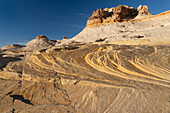 Vereinigte Staaten von Amerika, Utah. Sandsteinformation und kreuzweise geschichtete Schichten, Canyonlands National Park, Island in the Sky.