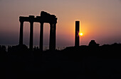Column Ruins At Sunset
