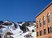 Aspen Mountain And Old Building