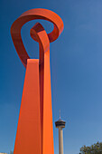 The Torch of Friendship with the Tower of the Americas behind, San Antonio, Texas, USA