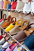 Traditional Leather Shoes Known As Abarcas Tipical From Menorca, Alcudia, Mallorca, Balearic Islands, Spain
