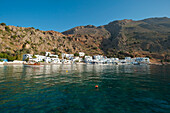 Greece, Crete, View of town from sea; Loutro