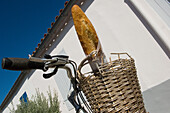 Low Angle View Of A Bike With A Baguette In Its Basket; Lle D'aix, Poitou-Charente, France