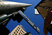 Low Angle View Of A Sign And Buildings On Hollywood Boulevard; Los Angeles California United States Of America
