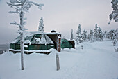 Glass Roofed Igloo Accommodation Covered With Snow In Uitsuvaara Region, Levi, Lapland, Finland