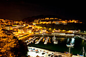 View Of Mutriku's Harbor At Night, Mutriku, Basque Country, Spain