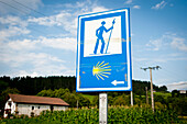 Camino De Santiago Or The Way Of St James Signs On The Road, Basque Country, Spain