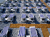 Sunbeds On The Beach, Nice, France.