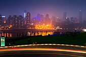 China, Sichuan, Skyline at night; Chongqing