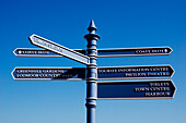 United Kingdom, England, Dorset, Direction signpost; Weymouth