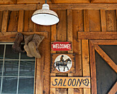 USA, Colorado, Big Thompson River Valley; Loveland, Saloon exterior at Sylvan Dale Ranch