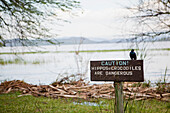 Kenya, Warning sign next to Lake Baringo; Rift Valley