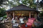 Kenya, Dining room at Kitich camp; Mathews Mountain Range