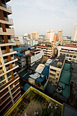 Malaysia, Chinatown; Kuala Lumpur, View over rooftops and city centre from hotel