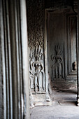 Carvings of Apsara dancers at Angkor Wat Cambodia