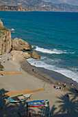 Europe, Spain, Andalucia, Costa Del Sol, Nerja, Beach From Balcon De Europa