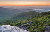 Sunrise viewed from Old Rag Mountain, Shenandoah National Park, Virginia.