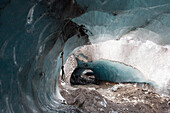 A view of a moulin inside Skaftafell Glacier.; Skaftafell National Park, Iceland