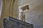Marble statue of Winged Victory of Samothrace in the Louvre; Paris, Ile-de-France, France