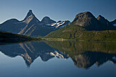 Statin Peak reflected in a still body of water.