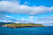 View from Island Ferry MS Norröna sailing from Iceland, approaching the Faroe Islands, an autonomous Denmark Territory; Faroe Islands