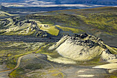 Die Linie der Vulkankrater am Lakagigar, Berg Laki, Island; Lakagigar, Berg Laki, Island.