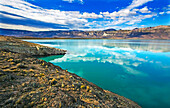 Lago Posadas and a desolate landscape, Patagonia, Argentina.; Lago Posadas, near Bajo Caracoles, Patagonia, Argentina.