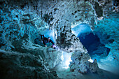 A cave diver in Systema Chulu.