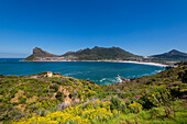 Sentinel Peak at the mouth of Hout Bay on the Atlantic Ocean; Cape Town, Western Cape, South Africa