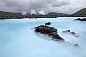 Waste pools from a geothermal plant, near Blue Lagoon, Iceland.; Grindavik, Iceland.