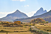 Farm buildings and farmland in the Ethiopian Highlands; Ethiopia