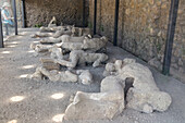 Gipsabdrücke von Opfern des Vesuvausbruchs über Pompeji im Jahr 792 nach Christus. Pompeji; Pompeji, Italien.