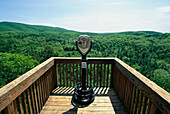 A viewfinder offers a panoramic view of Green Ridge State Forest.; Green Ridge State Forest, Maryland.