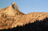 Cathedral Peak and a clear sky.; Yosemite National Park, California.