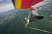 Hang gliding self-portrait  over the Cumberland Valley.; Cumberland, Maryland.