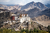Thikse Monastery in a mountainous region in India; Ladakh, Jammu and Kashmir, India