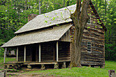 The historic Tipton homestead in Cades Cove.; Cades Cove, Great Smoky Mountains National Park, Tennessee.