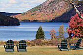 View of Jordan Pond and hills in Acadia National Park.; Jordan Pondn, Acadia National Park, Mount Desert Island, Maine.