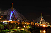 The Leonard P. Zakim Bunker Hill Memorial Bridge in Boston.; Charles River, Charlestown, Boston, Massachusetts.