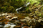 MacIntosh Brook waterfalls, in Cape Breton Highlands National Park.; MacIntosh Brook, Cape Breton Highlands National Park, Nova Scotia, Canada.