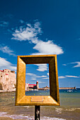 Entrance to Collioure harbour through a picture frame; Collioure, Pyrenees Orientales, France
