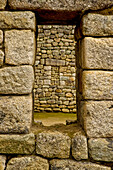 Walls and windows on Machu Picchu; Machu Picchu, Peru