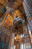 Mosaik an den Wänden im Inneren der Kirche des Erlösers auf vergossenem Blut; St. Petersburg Russland