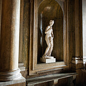 Sculpture Of A Woman In A Wooden Niche Inside Stockholm Palace; Stockholm Sweden
